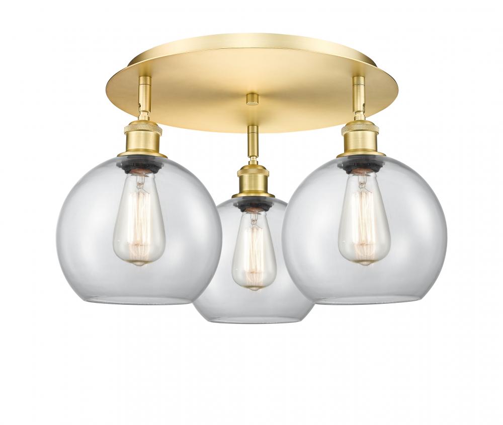 Athens - 3 Light - 20 inch - Satin Gold - Flush Mount