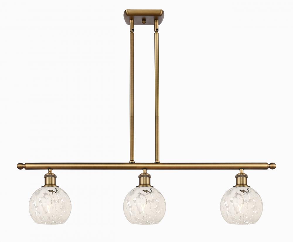 White Mouchette - 3 Light - 36 inch - Brushed Brass - Stem Hung - Island Light