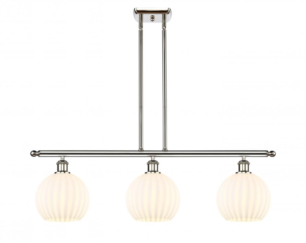 White Venetian - 3 Light - 36 inch - Polished Nickel - Stem Hung - Island Light