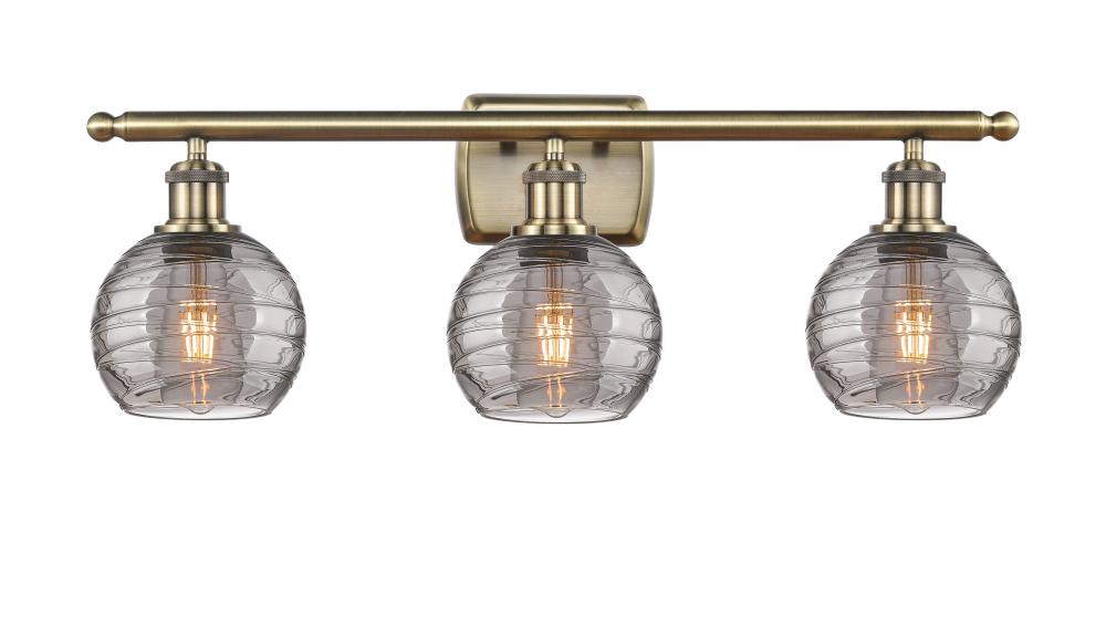 Athens Deco Swirl - 3 Light - 26 inch - Antique Brass - Bath Vanity Light