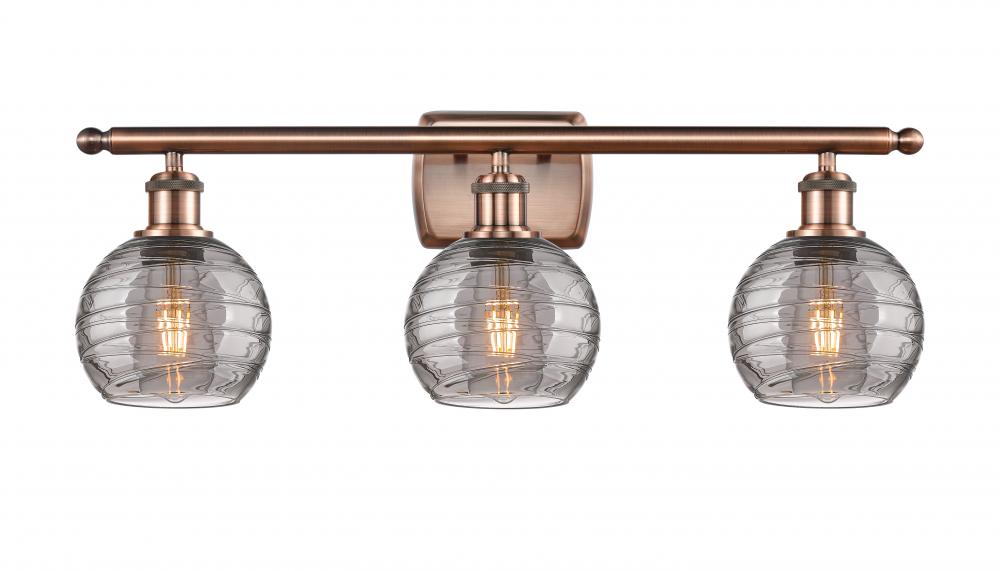 Athens Deco Swirl - 3 Light - 26 inch - Antique Copper - Bath Vanity Light