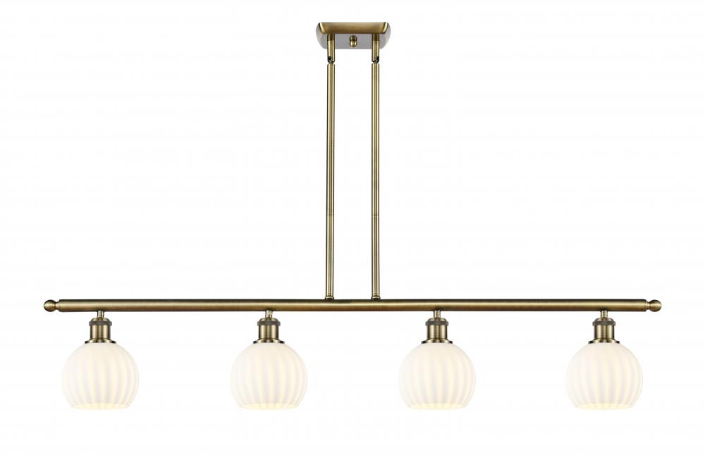 White Venetian - 4 Light - 48 inch - Antique Brass - Stem Hung - Island Light