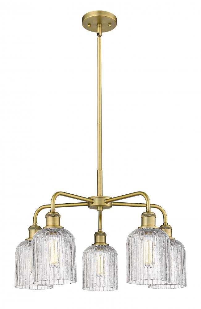 Bridal Veil - 5 Light - 23 inch - Brushed Brass - Chandelier