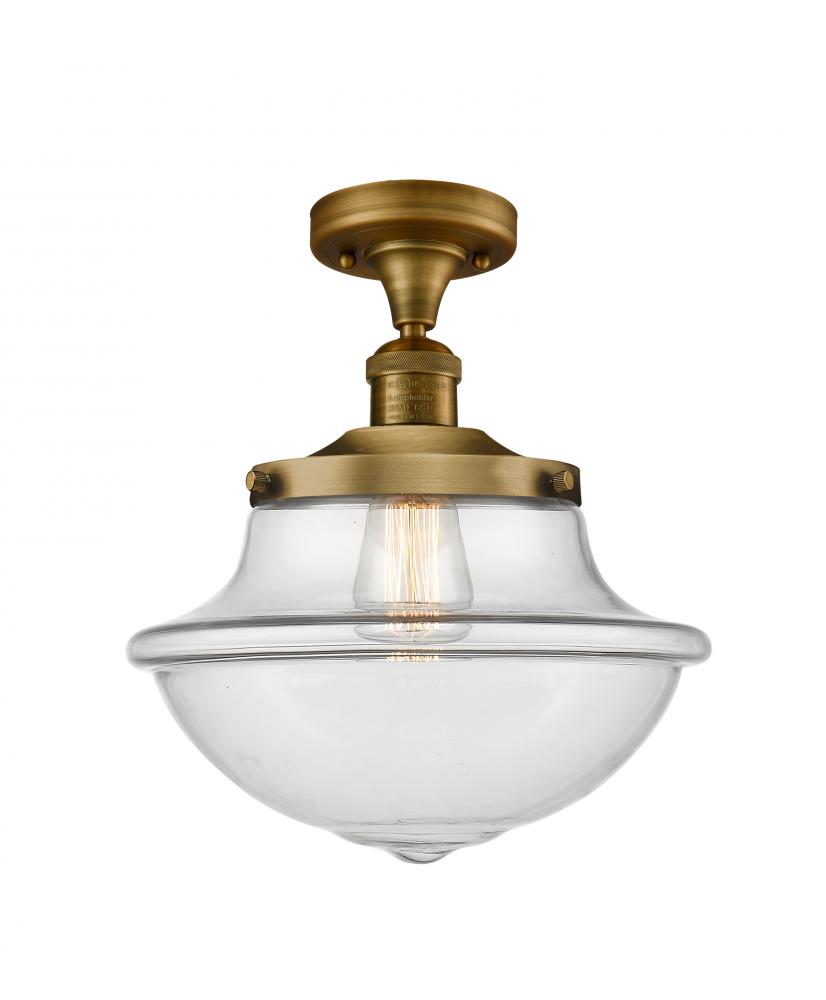 Oxford - 1 Light - 12 inch - Brushed Brass - Semi-Flush Mount