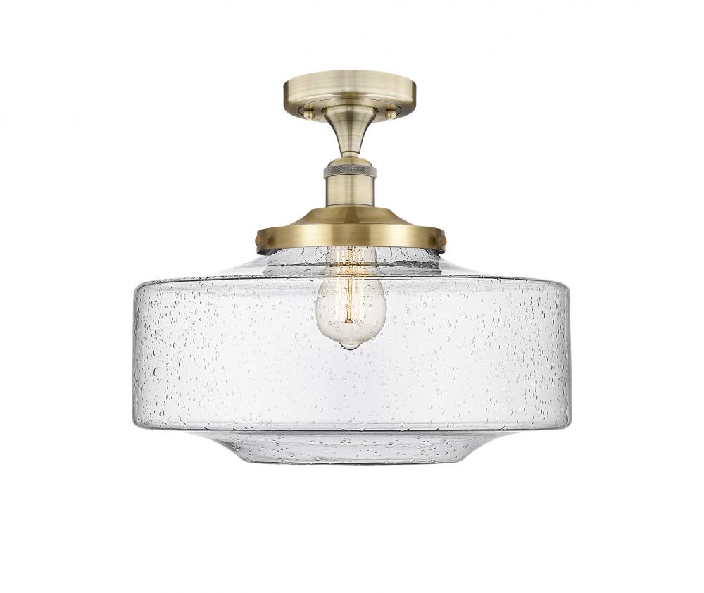 Bridgeton - 1 Light - 12 inch - Antique Brass - Semi-Flush Mount