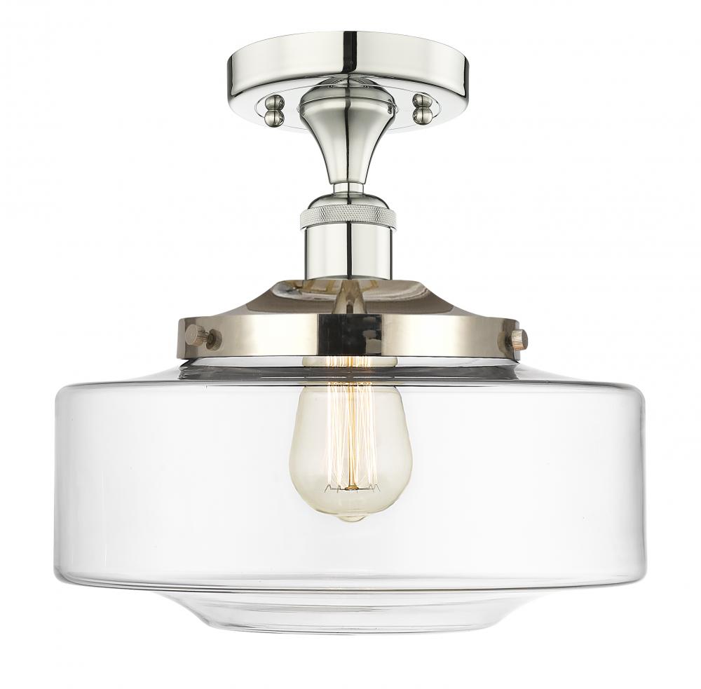 Bridgeton - 1 Light - 12 inch - Polished Nickel - Semi-Flush Mount