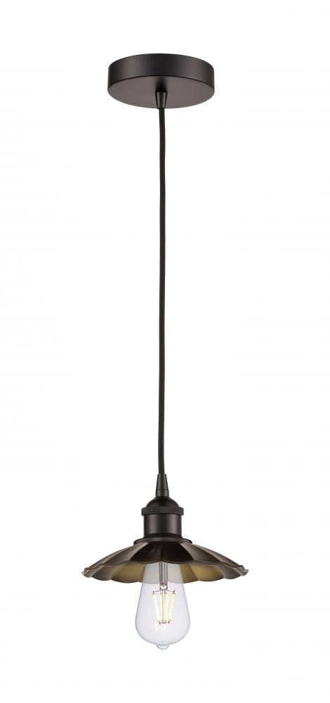 Scallop - 1 Light - 8 inch - Oil Rubbed Bronze - Cord Hung - Mini Pendant