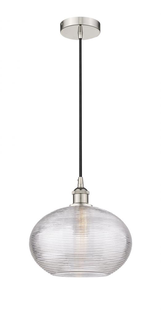 Ithaca - 1 Light - 12 inch - Polished Nickel - Cord hung - Mini Pendant