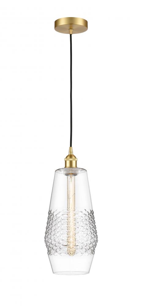 Windham - 1 Light - 7 inch - Satin Gold - Cord hung - Mini Pendant