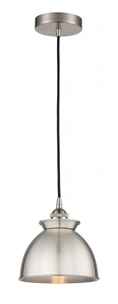 Adirondack - 1 Light - 8 inch - Brushed Satin Nickel - Cord hung - Mini Pendant