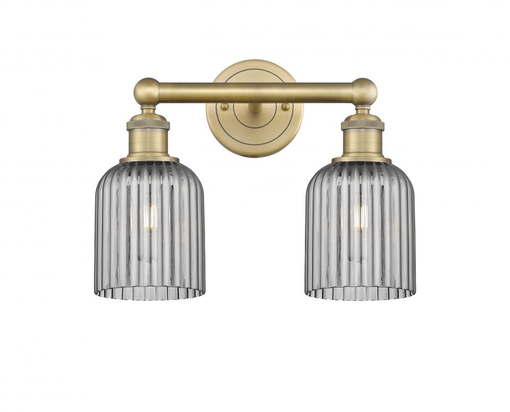 Bridal Veil - 2 Light - 14 inch - Brushed Brass - Bath Vanity Light