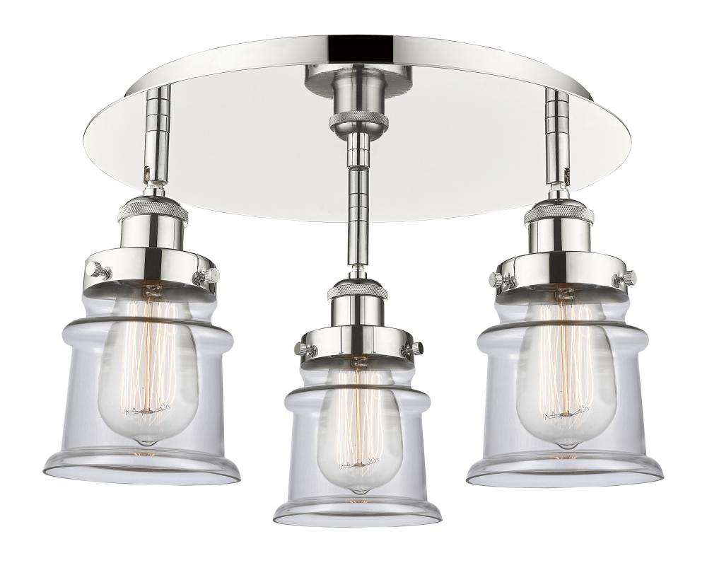 Canton - 3 Light - 17 inch - Polished Nickel - Flush Mount