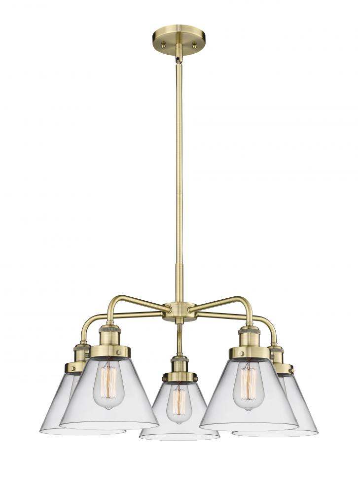 Cone - 5 Light - 26 inch - Antique Brass - Chandelier