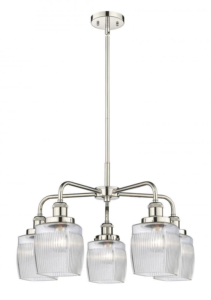 Colton - 5 Light - 24 inch - Polished Nickel - Chandelier