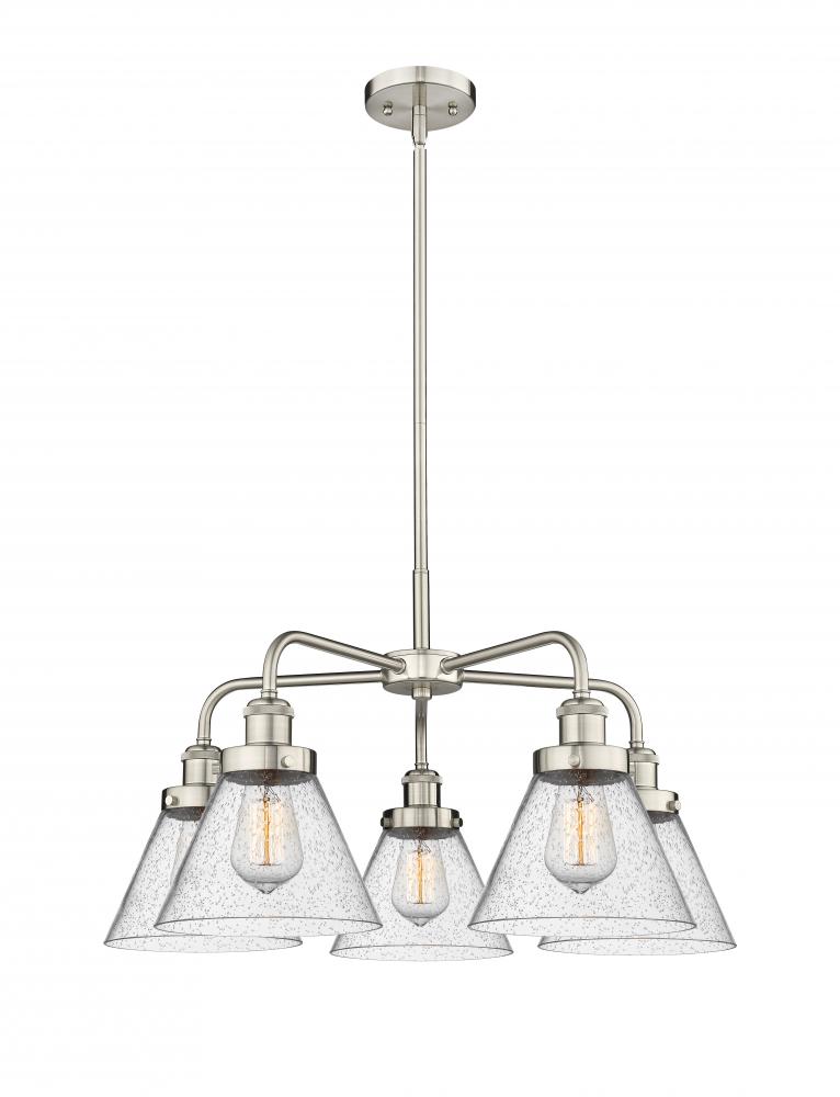 Cone - 5 Light - 26 inch - Satin Nickel - Chandelier