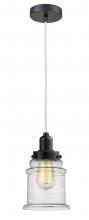  100BK-10W-0H-BK-G184 - Whitney - 1 Light - 8 inch - Matte Black - Cord hung - Mini Pendant