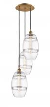  113B-3P-BB-G557-8CL - Vaz - 3 Light - 15 inch - Brushed Brass - Cord hung - Multi Pendant