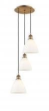  113B-3P-BB-GBD-751 - Bristol - 3 Light - 14 inch - Brushed Brass - Cord Hung - Multi Pendant