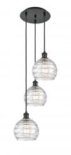 Innovations Lighting 113B-3P-BK-G1213-8 - Athens Deco Swirl - 3 Light - 15 inch - Matte Black - Cord hung - Multi Pendant