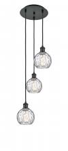  113B-3P-BK-G1215-6 - Athens Water Glass - 3 Light - 13 inch - Matte Black - Cord hung - Multi Pendant