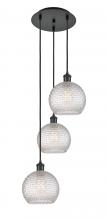  113B-3P-BK-G122C-8CL - Athens - 3 Light - 15 inch - Matte Black - Cord Hung - Multi Pendant