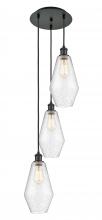  113B-3P-BK-G654-7 - Cindyrella - 3 Light - 14 inch - Matte Black - Cord Hung - Multi Pendant