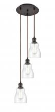  113B-3P-OB-G394 - Ellery - 3 Light - 12 inch - Oil Rubbed Bronze - Cord Hung - Multi Pendant