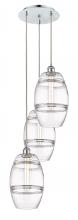  113B-3P-PC-G557-8CL - Vaz - 3 Light - 15 inch - Polished Chrome - Cord hung - Multi Pendant