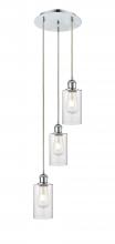  113B-3P-PC-G804 - Clymer - 3 Light - 10 inch - Polished Chrome - Cord Hung - Multi Pendant