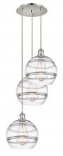  113B-3P-PN-G556-10CL - Rochester - 3 Light - 17 inch - Polished Nickel - Cord hung - Multi Pendant