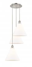 Innovations Lighting 113B-3P-PN-GBC-121 - Berkshire - 3 Light - 19 inch - Polished Nickel - Cord Hung - Multi Pendant