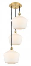  113B-3P-SG-G651-12 - Cindyrella - 3 Light - 19 inch - Satin Gold - Cord Hung - Multi Pendant