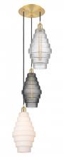  113B-3P-SG-G670-MU - Cascade - 3 Light - 15 inch - Satin Gold - Cord hung - Multi Pendant