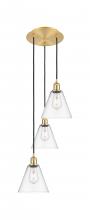 Innovations Lighting 113B-3P-SG-GBC-82 - Berkshire - 3 Light - 15 inch - Satin Gold - Cord Hung - Multi Pendant