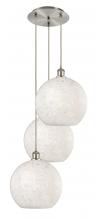 Innovations Lighting 113B-3P-SN-G1216-12WM - White Mouchette - 3 Light - 19 inch - Brushed Satin Nickel - Cord Hung - Multi Pendant