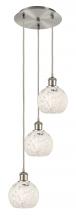  113B-3P-SN-G1216-6WM - White Mouchette - 3 Light - 13 inch - Brushed Satin Nickel - Cord Hung - Multi Pendant