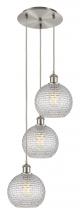  113B-3P-SN-G122C-8CL - Athens - 3 Light - 15 inch - Brushed Satin Nickel - Cord Hung - Multi Pendant