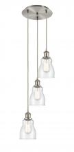  113B-3P-SN-G394 - Ellery - 3 Light - 12 inch - Brushed Satin Nickel - Cord Hung - Multi Pendant