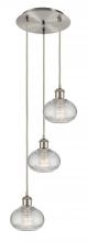 Innovations Lighting 113B-3P-SN-G555-6CL - Ithaca - 3 Light - 13 inch - Brushed Satin Nickel - Cord hung - Multi Pendant