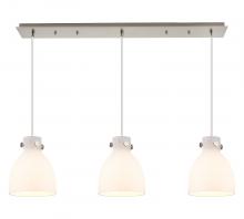  123-410-1PS-SN-G412-8WH - Newton Bell - 3 Light - 40 inch - Brushed Satin Nickel - Linear Pendant