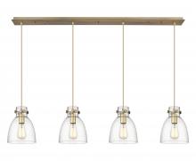 Innovations Lighting 124-410-1PS-BB-G412-8SDY - Newton Bell - 4 Light - 52 inch - Brushed Brass - Linear Pendant