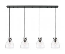 Innovations Lighting 124-410-1PS-BK-G412-8CL - Newton Bell - 4 Light - 52 inch - Matte Black - Linear Pendant