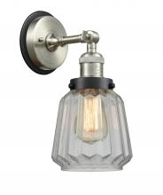  203SN-BPBK-HRBK-G142 - Chatham - 1 Light - 7 inch - Brushed Satin Nickel - Sconce