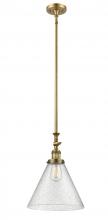  206-BB-G44-L - Cone - 1 Light - 12 inch - Brushed Brass - Stem Hung - Mini Pendant