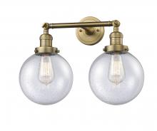 Innovations Lighting 208-BB-G204-8 - Beacon - 2 Light - 19 inch - Brushed Brass - Bath Vanity Light