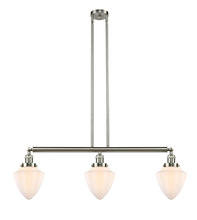  213-SN-G661-7 - Bullet - 3 Light - 38 inch - Brushed Satin Nickel - Stem Hung - Island Light