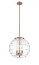  221-3S-AC-G1213-16 - Athens Deco Swirl - 3 Light - 16 inch - Antique Copper - Cord hung - Pendant