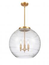  221-3S-SG-G1213-18 - Athens Deco Swirl - 3 Light - 18 inch - Satin Gold - Cord hung - Pendant