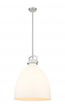  410-1SL-SN-G412-18WH - Newton Bell - 1 Light - 18 inch - Satin Nickel - Pendant