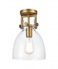 Innovations Lighting 411-1F-BB-G412-8CL - Newton Bell - 1 Light - 8 inch - Brushed Brass - Flush Mount